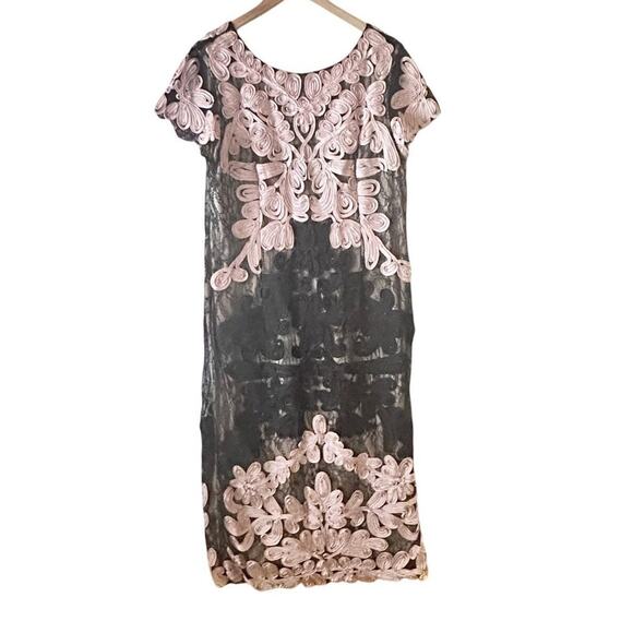 JS Collections Soutache Quill Overlay Lace Dress Sz 16 Midi Whimsygoth Wedding - Picture 3 of 16